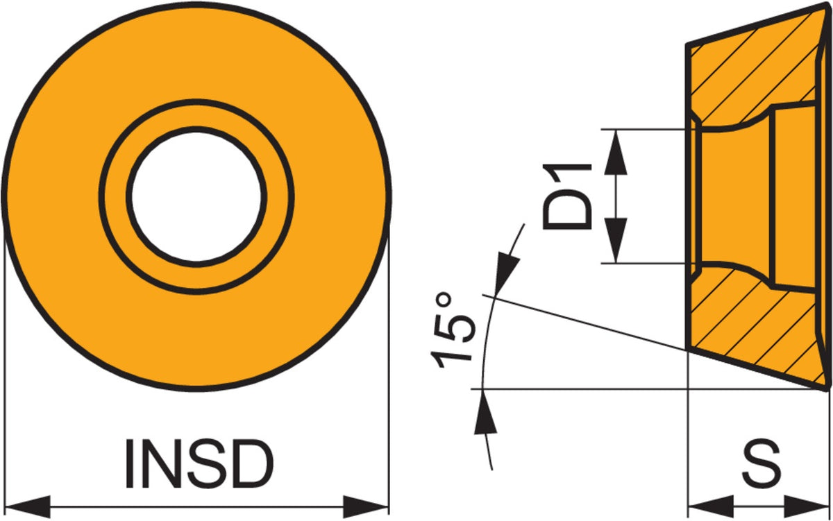 Dormer Pramet Fräswendeschneidplatte RDMT 120500SN-R:M8330 PVD beschichtet Gold