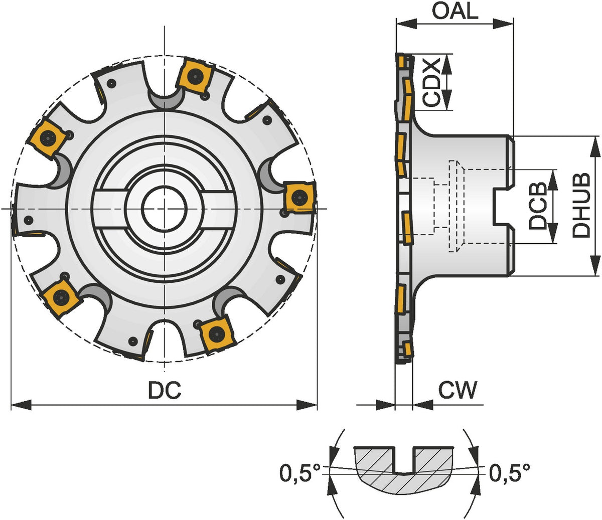 PRAMET Scheibenfräser ISO 100A05R-S90SN12N6, D100 mm, mit Wendeplatten
