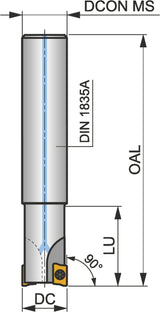 PRAMET Schulterfräser ISO 12A2R020M06-SAD07D-C D.6,5mm Rechtslauf Schneid-D.12mm
