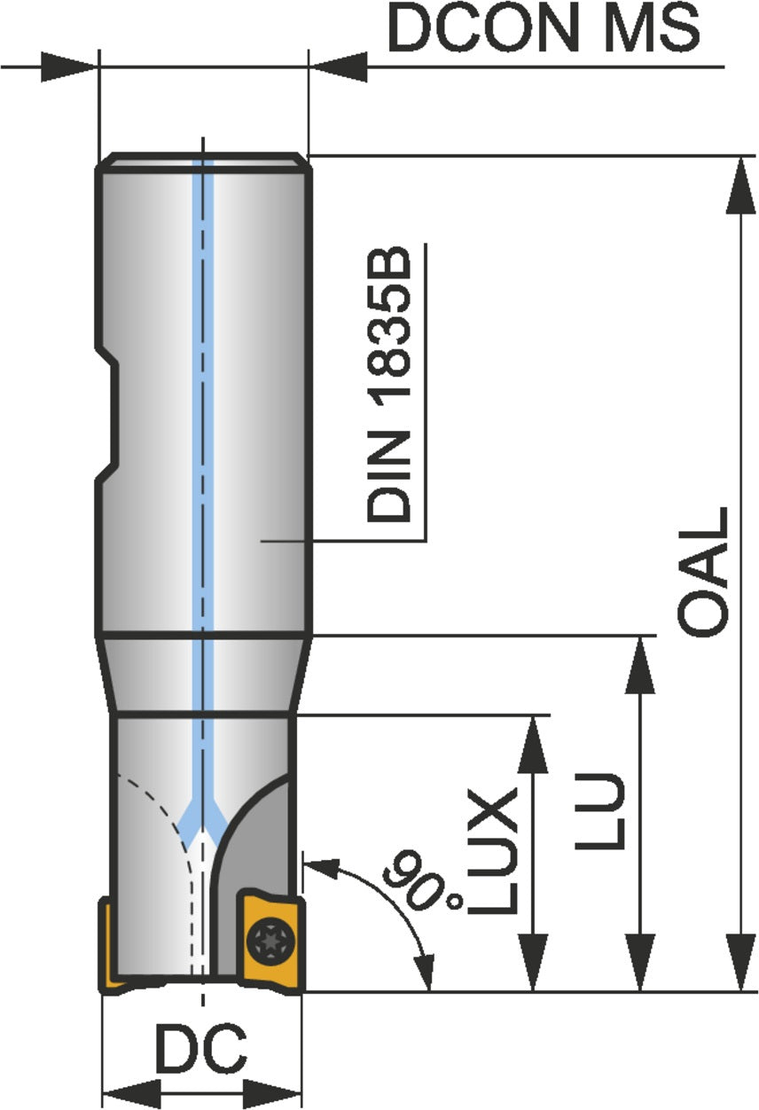 PRAMET Schulterfräser ISO 40A04R-S90AD11E-C, D.16mm, Rechtslauf, Schneid-D.40mm