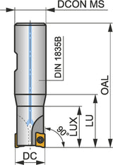 PRAMET Schulterfräser ISO 40A04R-S90AD11E-C, D.16mm, Rechtslauf, Schneid-D.40mm