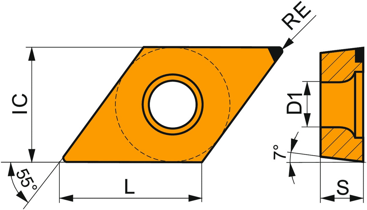 Dormer Pramet Drehwendeschneidplatte DCMW 11T304FN PD1 PKD für NE-Metalle