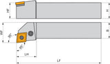 Drehwerkzeughalter ISO PCLNL 2020 K 12 Linkslauf PRAMET – 20 x 20 x 125 mm, Kniehebelklemmung