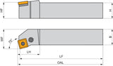 PRAMET Drehwerkzeughalter ISO PSKNL 2525 M 12 – Linkslauf, 150 mm, Kniehebelklemmung