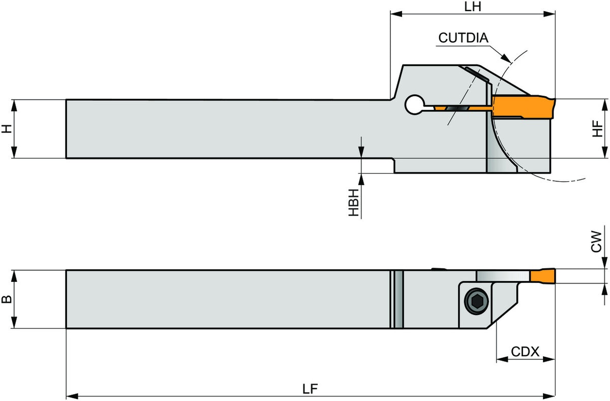 PRAMET Außendrehhalter ISO GL1-S1212HFL-12-40, Einstechtiefe 12 mm, Linkslauf, für GL-Wendeschneidplatten