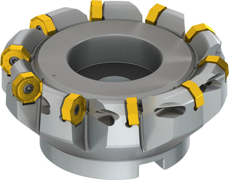 PRAMET Planfräser ISO 100A08R-S45ON06-C D.32mm Schneid-D.110,8mm – Doppelt negative Geometrie, 8 Wendeplatten