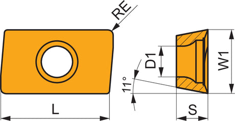 PRAMET Fräswendeschneidplatte APET 160408FR-FA:HF7 – 85° Parallelogramm, 0,8 mm Eckenradius