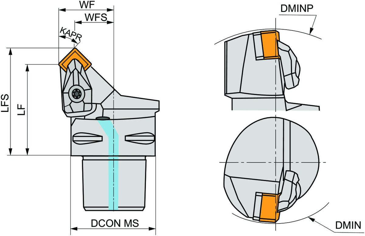Klemmhalter ISO C4-DSSNL-27042-12 von Dormer Pramet – 40 mm mit Polygonkupplung für Linkslauf