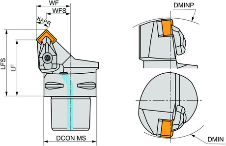 Klemmhalter ISO C4-DSSNL-27042-12 von Dormer Pramet – 40 mm mit Polygonkupplung für Linkslauf