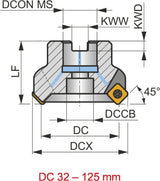 PRAMET Planfräser ISO 100A10R-S45SE09F-C D.32mm Rechtslauf Schneid-D.110mm