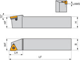 PRAMET Gewindedrehhalter ISO SEL 2020 K 16 – Linkslauf, 20 mm Schaft, 125 mm Länge