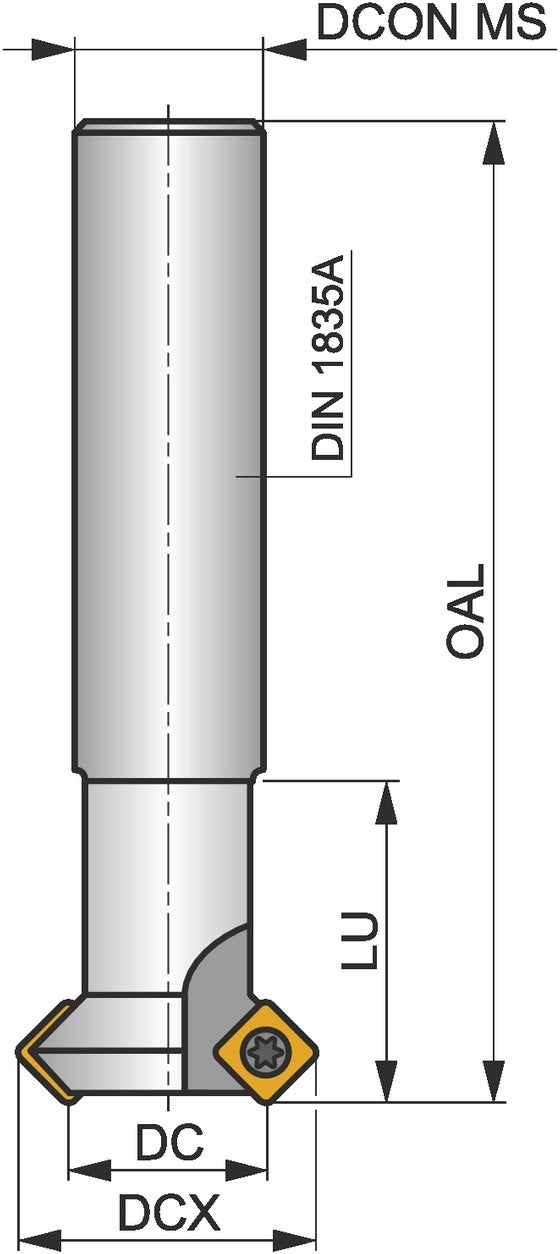 PRAMET Fasenfräser ISO 16N2R027A16-SSD09 D.16mm Rechtslauf Schneid-D.28mm