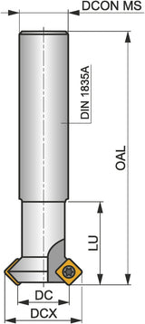 PRAMET Fasenfräser ISO 16N2R027A16-SSD09 D.16mm Rechtslauf Schneid-D.28mm