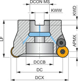 PRAMET Kopier-Planfräser ISO 100A07R-SCMORD16-CF D.32mm mit Wendeplatte