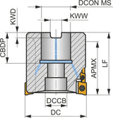 PRAMET Walzenstirnfräser 50 mm Rechtslauf für ADMX 11T3 Wendeschneidplatten