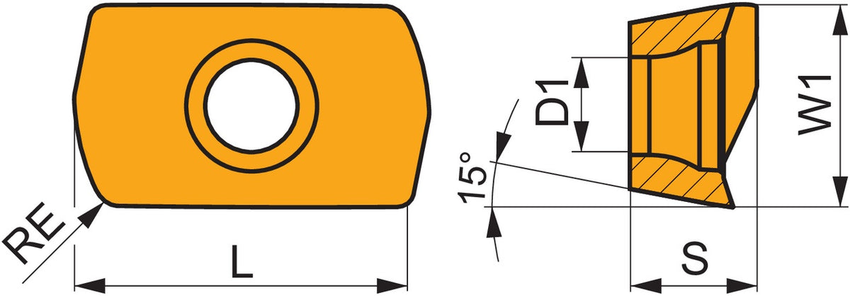 PRAMET Fräswendeschneidplatte ADEX 160612SR-HF:8215, 4,5mm Bohrung, PVD-beschichtet