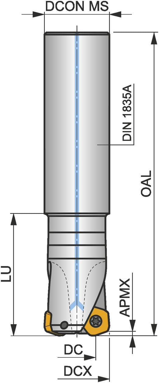 PRAMET Hochvorschubfräser PENTA HF ISO 100A06R-S19PD09-C D.32mm Rechtslauf Schneid-D.100mm