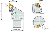 PRAMET Klemmhalter ISO C4-DDJNL-27050-11, D.40 mm, Polygonkupplung, Linkslauf