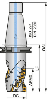 PRAMET Walzenstirnfräser ISO 100T05R-S90AD16E80-C, D.40mm, Rechtslauf, Schneid-D.100mm