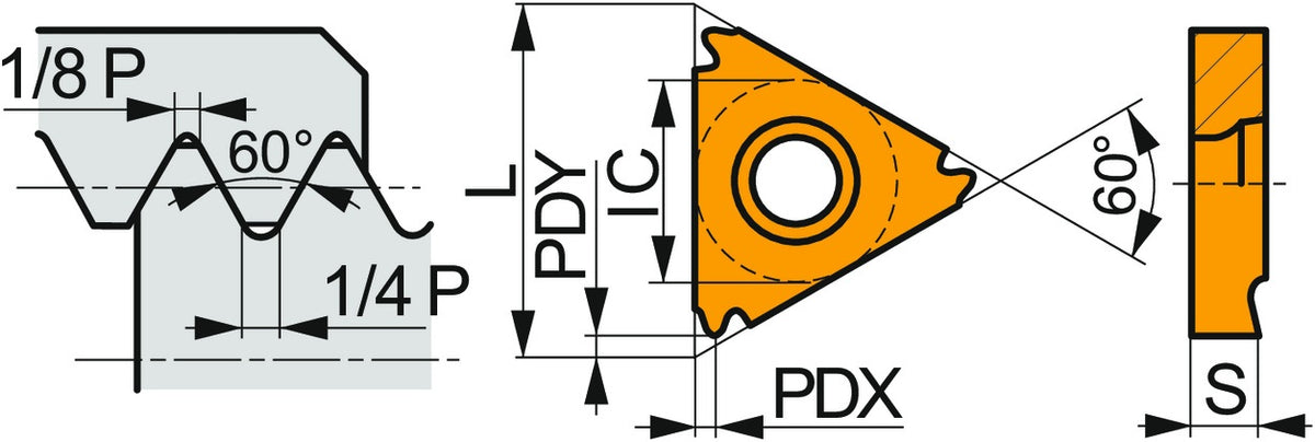 PRAMET Gewindedreh-Wendeschneidplatte TN 11NL100M:T8030 – ISO-metrisches Innengewinde