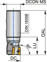 PRAMET Schulterfräser ISO 40A4R-S90AP16D – Ø 40 mm, Rechtslauf, 90° Anstellwinkel