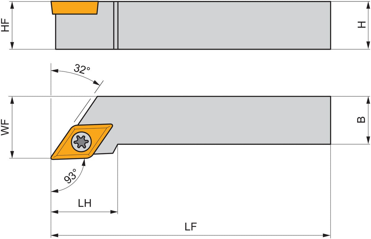 PRAMET Drehwerkzeughalter ISO SDJCL 1010 E 07 Linkslauf 70 mm für 55° Rhombus Wendeschneidplatten