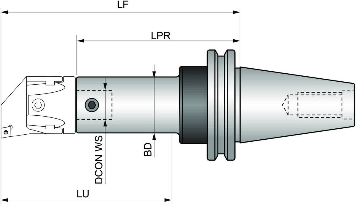 Werkzeugschaft PRAMET BT 40 ISO 22, Spanndurchmesser 12 mm, modulares Spindelsystem