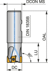 PRAMET Schulterfräser ISO 25A2R042A25-SLN12X-C, D.25mm, 90° Anfahrwinkel, Zylinderschaft DIN 1835A