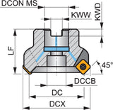 PRAMET Planfräser ISO 32N3R045B25-SSD13F-C, D.25mm Schaft, Schneid-D.44,9mm