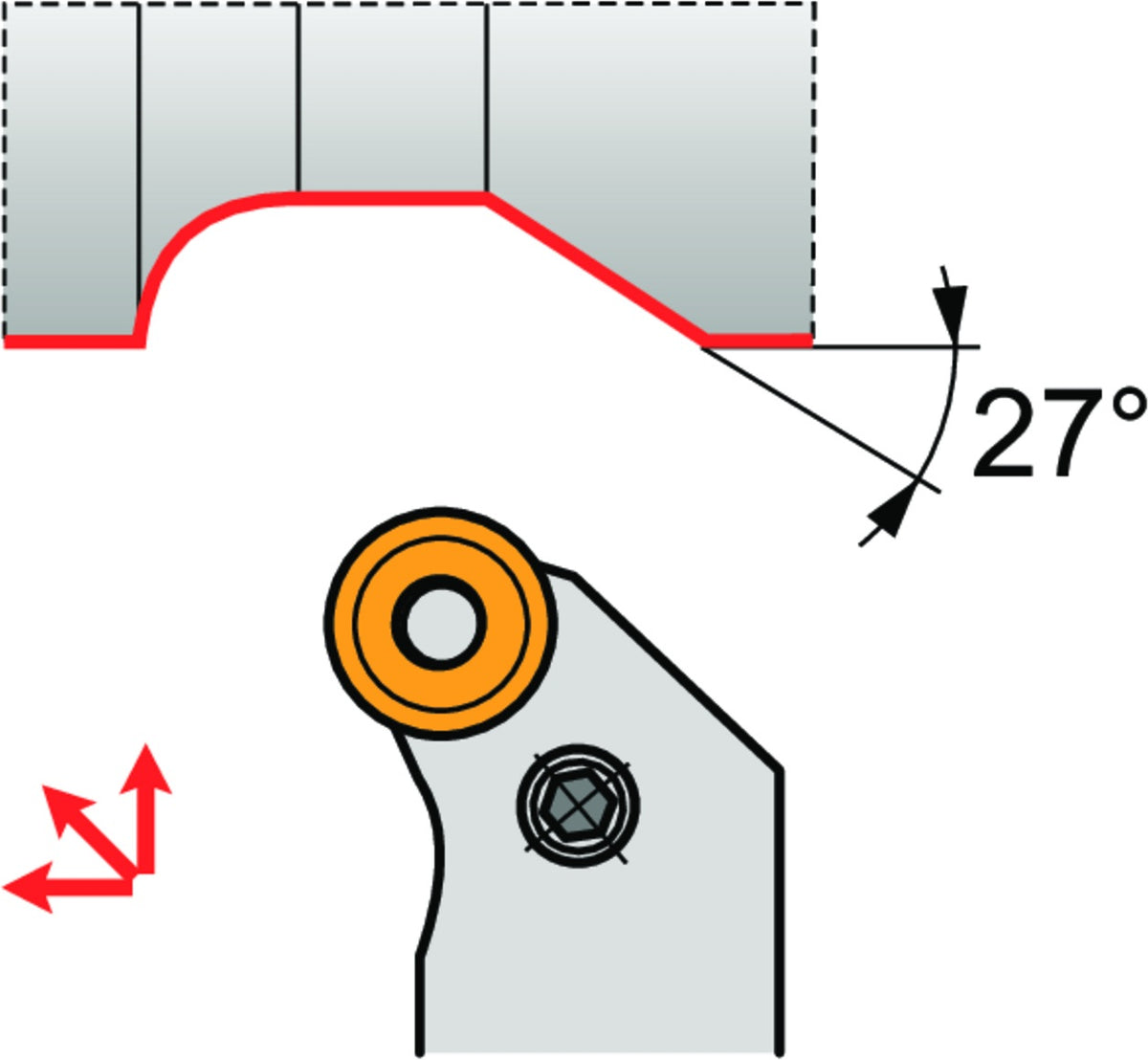 PRAMET Drehwerkzeughalter ISO PRSCL 3225 P 16 – Linkslauf, 170 mm Funktionslänge