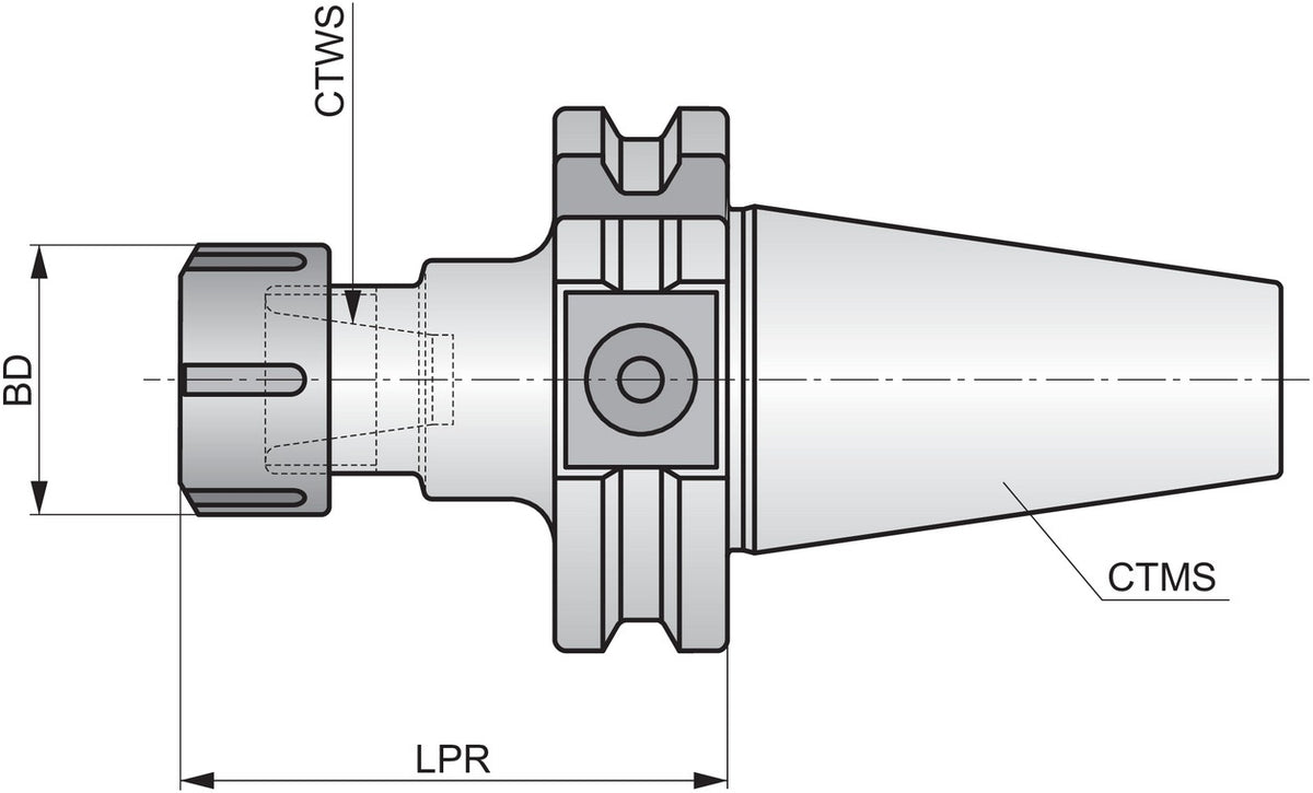 PRAMET ER Spannzangenfutter DIN 69871 mit 16 mm Aufnahme und 70 mm Auskraglänge