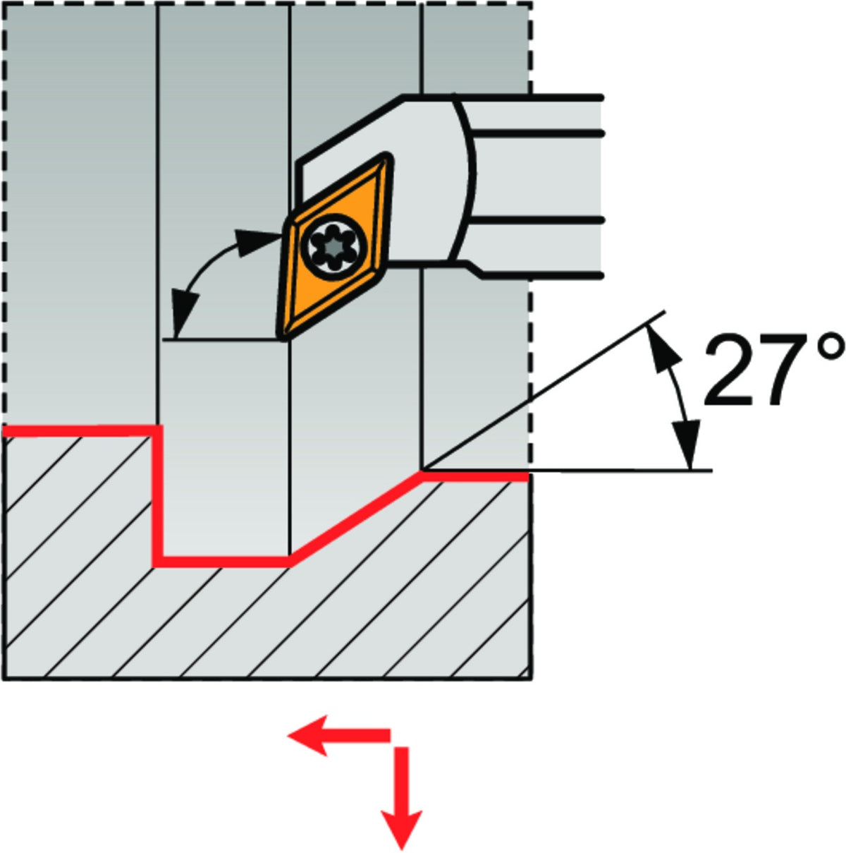 PRAMET Bohrstange ISO A32S-SDUCL 11-A D.32mm Linkslauf – Schraubklemmung für 55° Rhombus Wendeschneidplatten