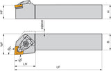 PRAMET Drehwerkzeughalter ISO DCLNL 2020 K 12 – Linkslauf, 125 mm Funktionslänge für 80° Rhombus-Wendeplatten