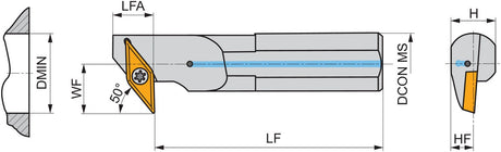 PRAMET Bohrstange ISO A32T-SVLCL 13-X Ø32 mm Linkslauf für 95° Stirn- und Längsdrehen