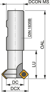 PRAMET Fasenfräser ISO 16N2R027A16-SSD09 D.16mm Rechtslauf Schneid-D.28mm