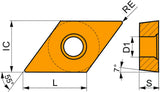 PRAMET Drehwendeschneidplatte DCGT 11T308E-SF3 T6310 PVD-beschichtet