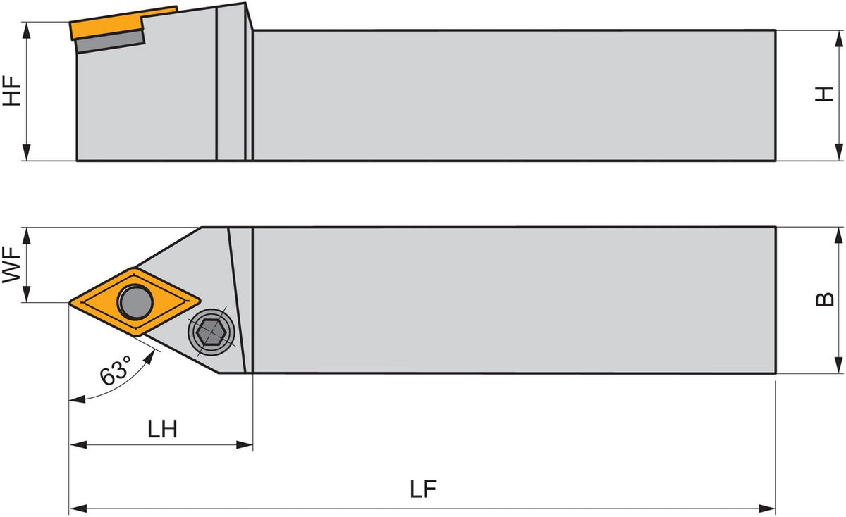 PRAMET Drehwerkzeughalter ISO PDNNL 2020 K 11 – Linkslauf, 125 mm, Kniehebelklemmung