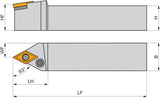 PRAMET Drehwerkzeughalter ISO PDNNL 2020 K 11 – Linkslauf, 125 mm, Kniehebelklemmung