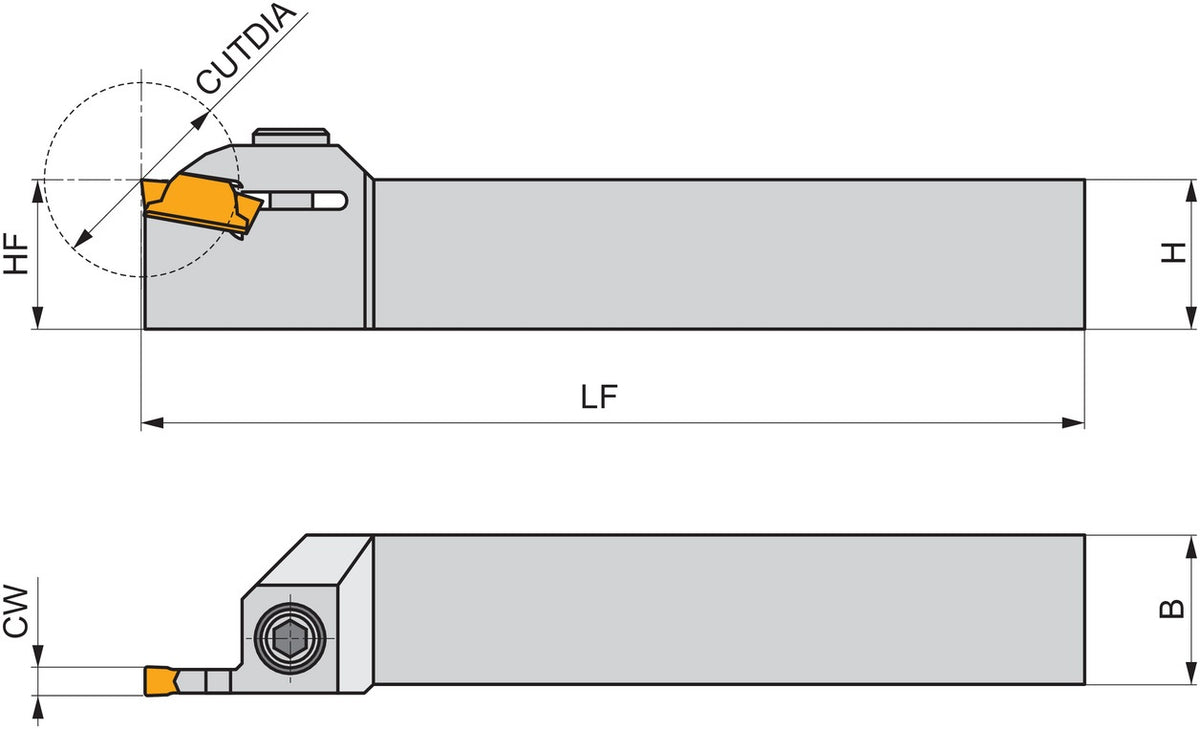 PRAMET Drehwerkzeughalter ISO GFML 2020 K 0316 Linkslauf – 125 mm Funktionslänge, 20 mm Schafthöhe