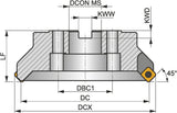 PRAMET Planfräser ISO 100A10R-S45SE09F-C D.32mm Rechtslauf Schneid-D.110mm