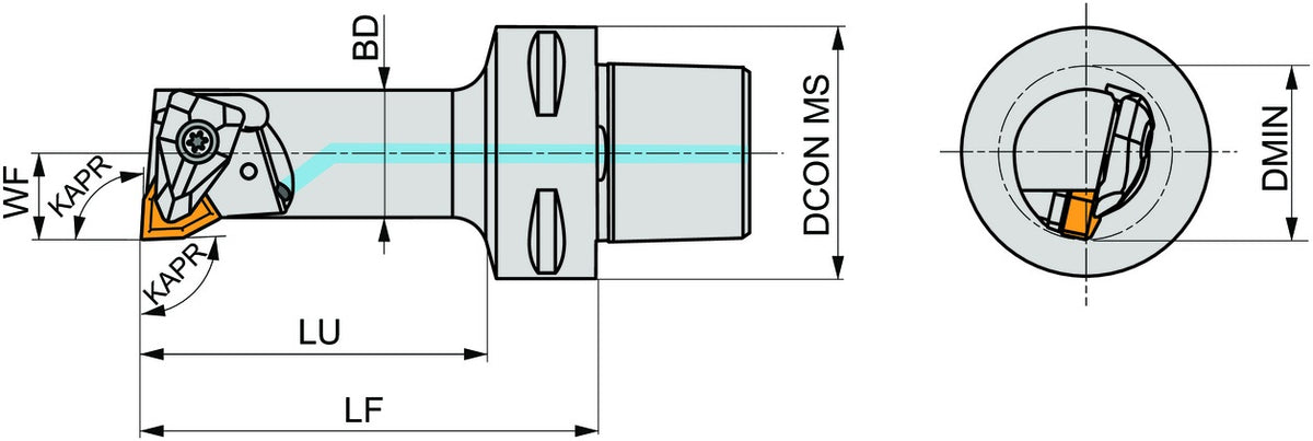 Klemmhalter ISO C4-DWLNL-13075-06 D.40mm mit Polygonkupplung Linkslauf von PRAMET