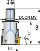 PRAMET Schulterfräser ECON LN D.100mm Aufsteckfräser DIN 8030-A für LNGX/LNGU Wendeschneidplatten