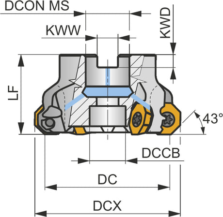 PRAMET Planfräser ISO 600A12R-IS45OE06Z-C D.50,8mm Rechtslauf – für 12 Wendeschneidplatten