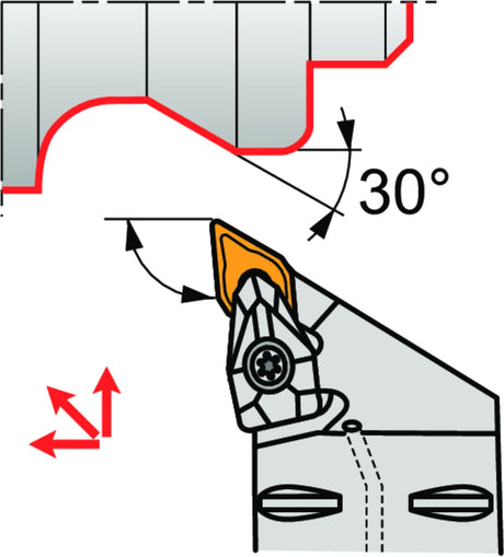 PRAMET Klemmhalter ISO C4-DDJNL-27050-11, D.40 mm, Polygonkupplung, Linkslauf