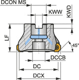 PRAMET Schulterfräser ISO 100A07R-S45OD05-C D.32mm Rechtslauf Schneid-D.100mm