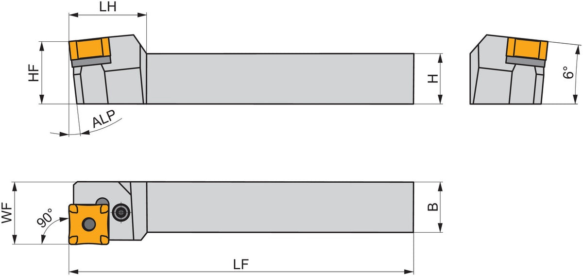 PRAMET Scarfing-Werkzeugaufnahme ISO PXFNL 2525 R 15 – Linkslauf, 200 mm, für SNMX 15