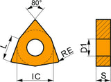 PRAMET Drehwendeschneidplatte WNMM 080408E-OR:T8430 PVD-beschichtet