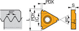 PRAMET Gewindedreh-Wendeschneidplatte TN 16ELA60:T8030 – PVD-beschichtet