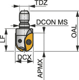 PRAMET Kopierfräser ISO 12L2R025M08-SZP12: Ø12 mm, M8, 25 mm Überstand