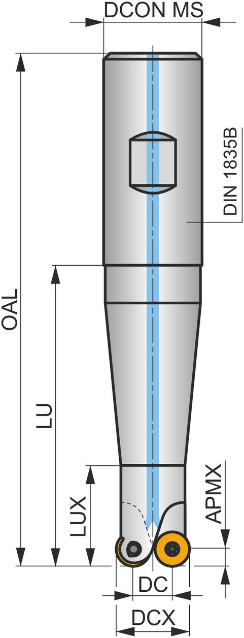 PRAMET Kopier-Planfräser ISO 42A05R-SMORD10-CF D.16mm mit Wendeplatte, Schneid-D.42mm